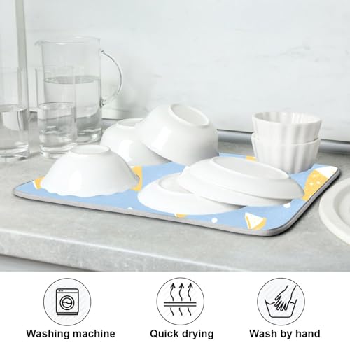 Kcldeci Dish Drying Mat for Kitchen Counter, Cheese and White Dots Absorbent Dish Drainer Dish Drying Pad for Countertops,Sinks,Draining Racks 18x24in - size: 18x24in