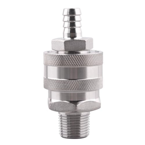 DERNORD 1/2 Inch Stainless Steel Quick Disconnect Set - Beer Brewing Connector Kit (Barb Male/MPT Female)