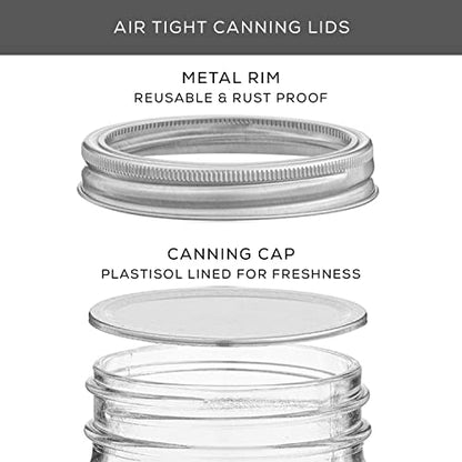 32 Oz Mason Jars With Lids, Labels and Measures! 6-Pack Regular Mouth Mason Jars, Glass Jar with Lid and Band. Airtight Canning Jars, Overnight Oats Jars, Salad Jars, Sourdough Starter Jar - size: 32 Oz