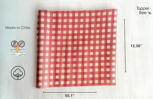 Beeswax Wraps – Reusable Food Wraps Keep Food Fresh Longer, Plastic Wrap Alternative, Eco-Friendly, BPA Free Storage - color: Red Squares