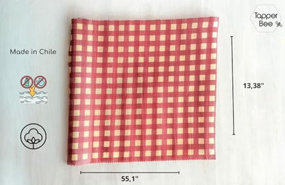 Beeswax Wraps – Reusable Food Wraps Keep Food Fresh Longer, Plastic Wrap Alternative, Eco-Friendly, BPA Free Storage - color: Red Squares