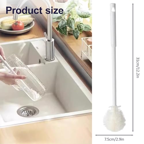 Silicone Bottle Brush, 2026 New 360° Flexible Soft Bristle Water Brush with Long Handle, Cup Lid Cleaning Brush for Narrow Neck Containers, Sports Bottle, Tumblers, Flask, Glassware (2 Pcs) - color: 2 Pcs
