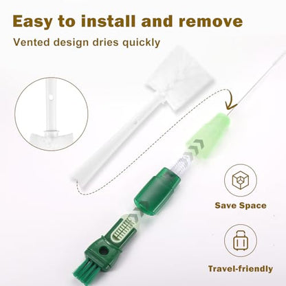 XYFuuee 5 Pack Dish Bottle Brush Set with 5-in-1 Cup Cleaning Brush, Dish Scrub Long Handle Brush with Scraper Tip, 3 Straw Cleaner Brushes for Stanley, Washing Kitchen Sink Pot Pan Water Bottle Stove - color: Green