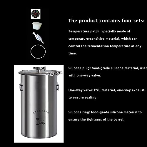 Stainless Steel Fermenter Conical Home Brewing Fermentation Tank，Including Temperature Patch, Silicone Plug, One-way Valve, Silicone Ring (316, 20L) - color: 316, size: 20L
