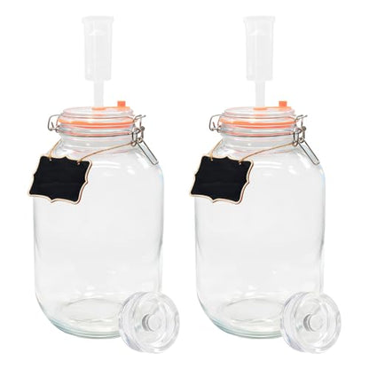 2 Pack Fermentation Jars with Weights & Airlocks, 1 Gallon Wide Mouth Kimchi Containers Pickle Jar Fermenting Jar Kit for Kombucha, Sauerkraut, Kimchi and Pickles