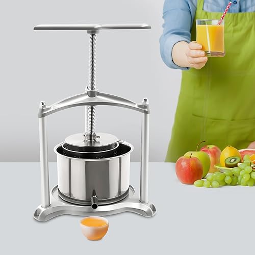 3L Fruit Wine Press, Wanlecy Stainless Steel Cider Press with T-Handle for Cider, Grape Wine or Juice Making Supplies and Equipment (3L) - style: 3L