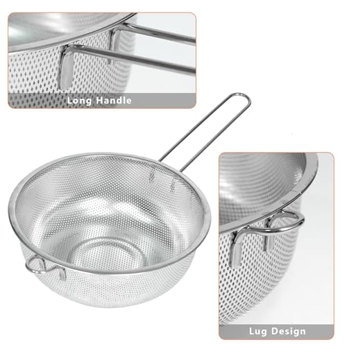 Metal Fine Mesh Strainer and Colander for Kitchen with Handle, Stainless Steel Pasta Strainer/Kitchen Funnel/Collander/Sifter for Strain/Wash Vegetables, Fruits, Spaghetti, Rice (7.8＂) - size: 7.8＂