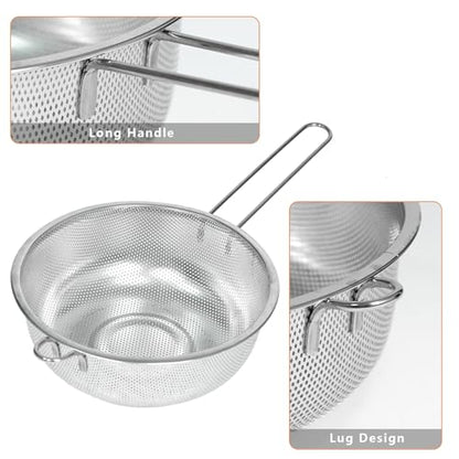 Metal Fine Mesh Strainer and Colander for Kitchen with Handle, Stainless Steel Pasta Strainer/Kitchen Funnel/Collander/Sifter for Strain/Wash Vegetables, Fruits, Spaghetti, Rice (7.8＂) - size: 7.8＂
