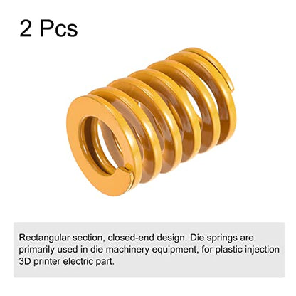 uxcell 3D Printer Die Spring, 20mm OD 25mm Long 2pcs Spiral Stamping Light Load Compression Mould Die Springs for 3D Printer Electric Part, Yellow