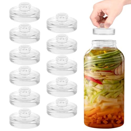 12Pcs Glass Fermentation Weights Kit for Beginners with Easy Grip Handle Transparent Pickle Glass Weights for Wide Mouth Mason Jars Pickles (Style 3) - color: Style 3
