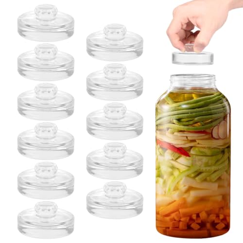 12Pcs Glass Fermentation Weights Kit for Beginners with Easy Grip Handle Transparent Pickle Glass Weights for Wide Mouth Mason Jars Pickles (Style 3) - color: Style 3