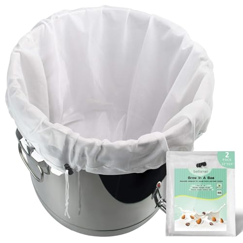 Reusable Brew Bag 2 Pack 24"×32" Large Fine Mesh Bag for Beer | Jumbo Brewing Bag with Drawstring for Fruit Cider Apple Grape Wine Press Drawstring Straining Brew in a Bag - size: 2 pack-24"×32"