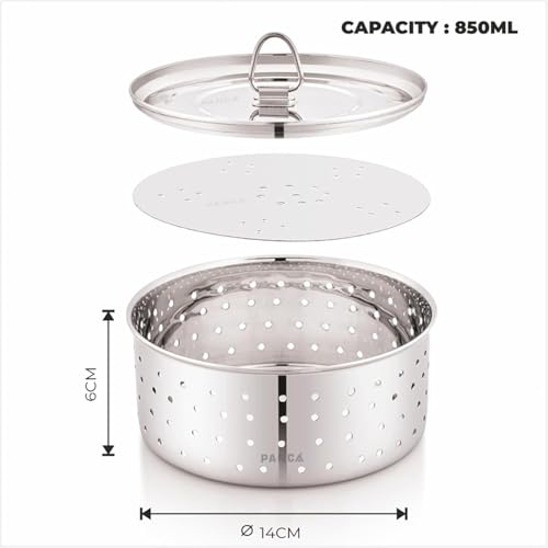 PANCA Stainless Steel Round Paneer Mould | Paneer Strainer 500ml | Paneer Press Mould Maker (Round, Pack of 1, Silver)