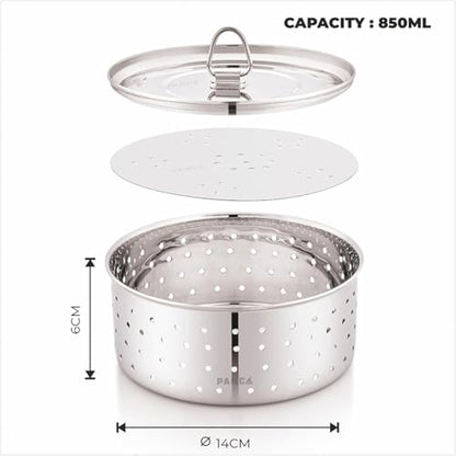 PANCA Stainless Steel Round Paneer Mould | Paneer Strainer 500ml | Paneer Press Mould Maker (Round, Pack of 1, Silver)
