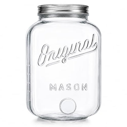 Large 2 Gallon Glass Jar with Airtight Lid, Mason Jar Extra Wide Mouth for Flour Sugar Food Storage Containers, Canning Jars for Bulk Sun Tea, Kombucha, Cookie, Pickle, Fermenting Canisters