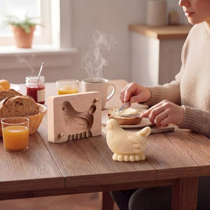 Hushee Chick Butter Mold Decorative Butter Press Wooden Mold for Homemade Cutter Wood Kitchen Accessory & Table for Baking DIY Dairy Making Supplies - style: Chick