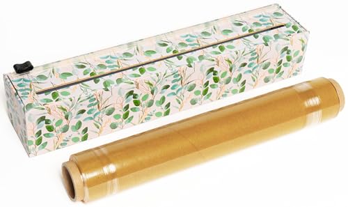 ChicWrap Eucalyptus Refillable Plastic Wrap Dispenser - One 12" x 250' Roll of Professional Grade Plastic Wrap - BPA Free and Kosher Certified - Reusable Dispenser w/Slide Cutter - style: Eucalyptus