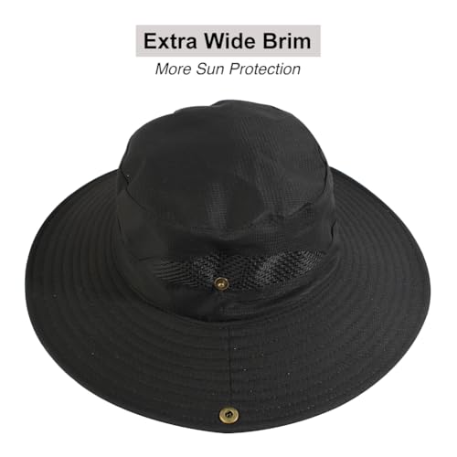 CAMOLAND Sun Hat with Removable Mesh Head Net Safari Hat Outdoor UV Protection - color: Black Hat With Net