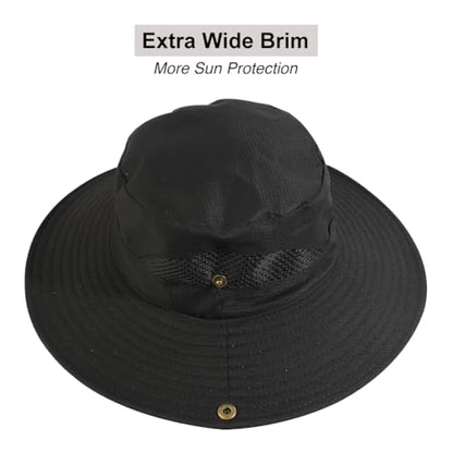 CAMOLAND Sun Hat with Removable Mesh Head Net Safari Hat Outdoor UV Protection - color: Black Hat With Net