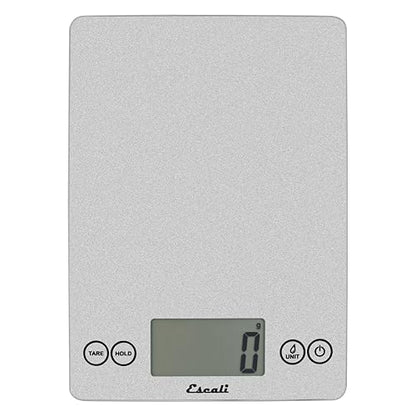 Escali Arti Glass Food Scale Digital Countertop Kitchen, Baking and Cooking Scale with Nutrition and Calorie Counter, 15-Pound Capacity, 9" x 6.5" x .75", Shiny Silver - color: Shiny Silver