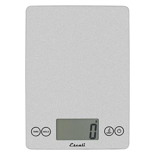 Escali Arti Glass Food Scale Digital Countertop Kitchen, Baking and Cooking Scale with Nutrition and Calorie Counter, 15-Pound Capacity, 9" x 6.5" x .75", Shiny Silver - color: Shiny Silver