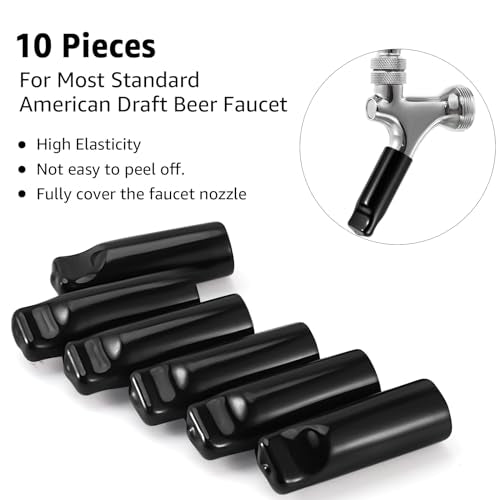 MRbrew Beer Tap Cover Draft Beer Faucet Cap, 10 Pieces Beer Tap Plug Keg Tap Kit Rubber Tap Soother Sanitary Covers Beer Nipple For Most Standard American Draft Beer Faucet, Kegerator Accessories
