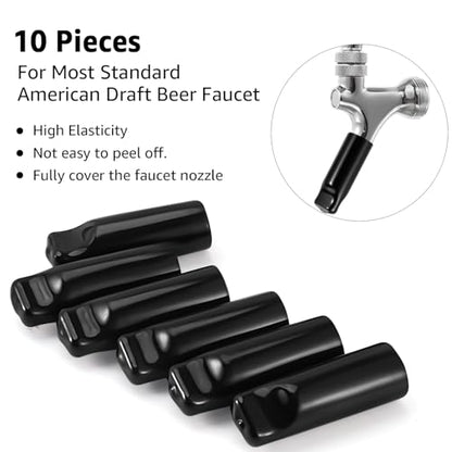 MRbrew Beer Tap Cover Draft Beer Faucet Cap, 10 Pieces Beer Tap Plug Keg Tap Kit Rubber Tap Soother Sanitary Covers Beer Nipple For Most Standard American Draft Beer Faucet, Kegerator Accessories
