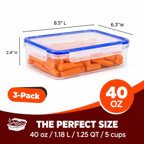 Tribello Food Storage Container with Lid Airtight Lid (40 Oz - 3 Pack) - size: 40 Oz - 3 Pack