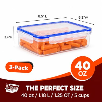 Tribello Food Storage Container with Lid Airtight Lid (40 Oz - 3 Pack) - size: 40 Oz - 3 Pack