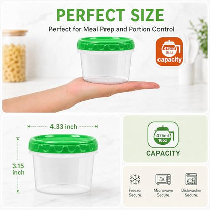 EONJOE 16oz Plastic Freezer Food Soup Containers with Lids, 2 Cup, 12pcs | Airtight & BPA-free for fresh food. Dishwasher/freezer safe, perfect for soup meal prep, portion control,snacks on-the-go - size: 16oz