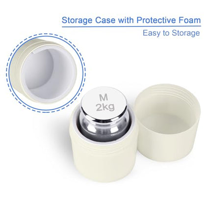 QP 2000g Calibration Weights, OIML Class M1 High Precision Gram Weights, Stainless Steel Scale Calibration Weight for Digital Scale, Balance Scale, Chrome Finish Scale Weights with Storage Case - size: 2000g