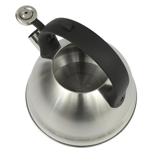Mr. Coffee Armidale 2.5QT Whistling Tea Kettle, Large Brushed Stainless Steel Kettle for Stovetop, Durable Fast-Boil Tea Pot - color: Brushed Satin (Armidale), size: 2.6 Quarts