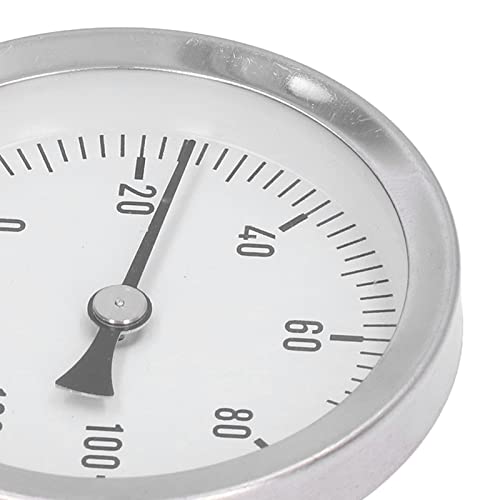 Dial Thermometer, 0 to 120°C 63mm Dial Display Barbecue Pointer Type Thermometer, Waterproof, Sturdy Bimetallic Temperature Gauge for Cooking