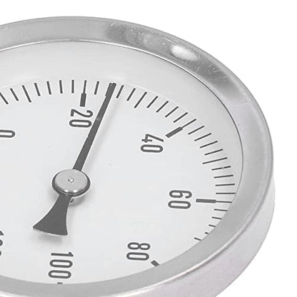 Dial Thermometer, 0 to 120°C 63mm Dial Display Barbecue Pointer Type Thermometer, Waterproof, Sturdy Bimetallic Temperature Gauge for Cooking