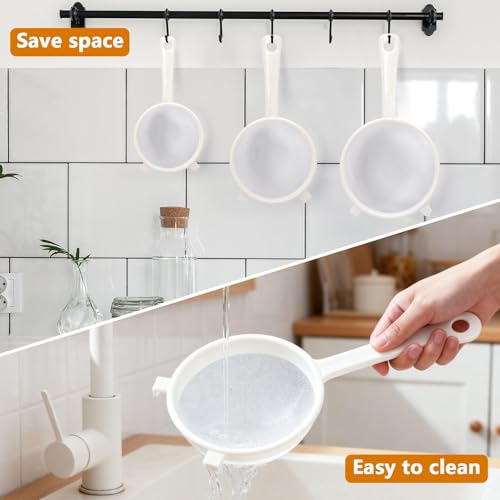 5Pcs Kefir Strainer Set, 5 Sizes Plastic Nylon Mesh Strainers with Handle Double Ear Fine Mesh Colander Flour Sifter for Yogurt Baking Kitchen Kefir Tea Juice Pasta