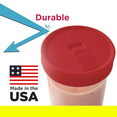 Wide-Mouth Mason Jar Drink Lid - USA Made, BPA-Free, Spill-Resistant for Coffee, Cold Brew & Iced Tea - Fits 3 3/8 in Ball & Kerr Wide Mouth - Pack of 2 - color: Red