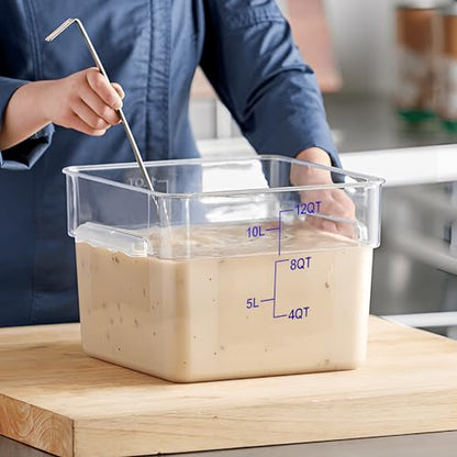 4 Pack 12 Quart Food Storage Containers with Lids, Polycarbonate Square Commercial Food Containers, NSF, Clear, New Version - color: 12Qt-New Version