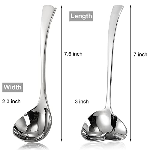 Yarlung Set of 2 Gravy Spoon Small Ladle 7 Inch Sauce Drizzle Spoon with Spout, 18/10 Stainless Steel Mini Soup Ladle Kitchen Utensils Table Serving