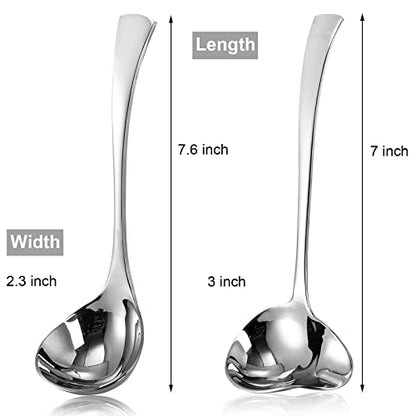 Yarlung Set of 2 Gravy Spoon Small Ladle 7 Inch Sauce Drizzle Spoon with Spout, 18/10 Stainless Steel Mini Soup Ladle Kitchen Utensils Table Serving