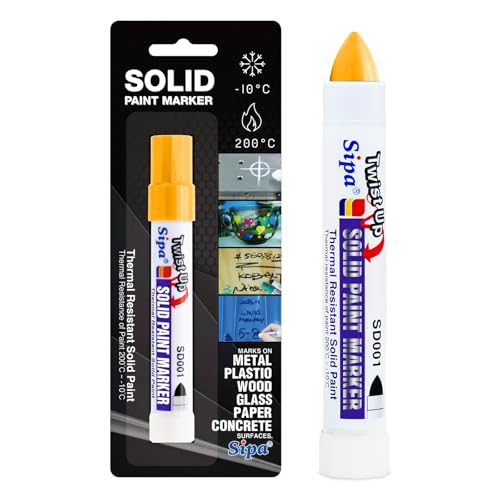 Sipa Permanent Solid Paint Markers, Twist Long-Lasting Paint Pens for Window, Wood,Metal and Glass Marker, 1 Pack (Yellow) - color: Yellow
