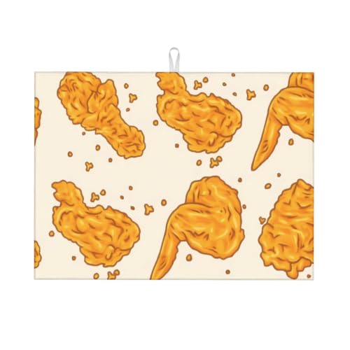 Delicious Fried Chicken Nugget Dish Drying Mat | For Kitchen Reusable Washable Large Dish Draining Mat 18x24 Inch Kitchens Decor - color: Delicious Fried Chicken Nugget