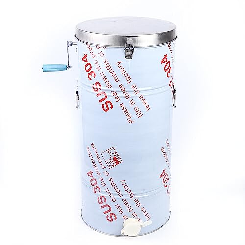 Honey Extractor Separator, 2-Frame Stainless Steel Honey Extractor Manual Honey Extractor Honey Drum Spinner, Beekeeping Extraction Apiary Centrifuge Equipment, 27.5''x13.8''