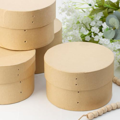 Factory Direct Craft Pack of 4 Paper Mache Round Shaker Style Boxes - Premade Unfinished Papier Mache Cardboard Shaker Boxes Imitate an Old Fashion Bent Band Cheese Box (Size: 5-7/8"Dia x 3-5/8" H) - color: 4 Round Shaker Boxes