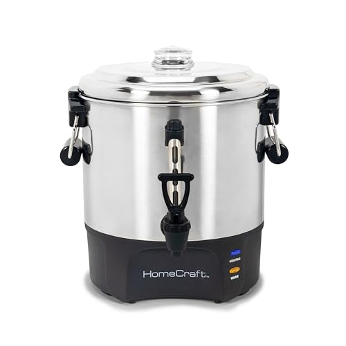 Homecraft 40-Cup Beverage Urn – Quick Brew Stainless Steel Coffee Maker – Drip-Free Spout, Reusable Filter – For Events, Parties, Large Gatherings – Stainless Steel - style: 40 Cup