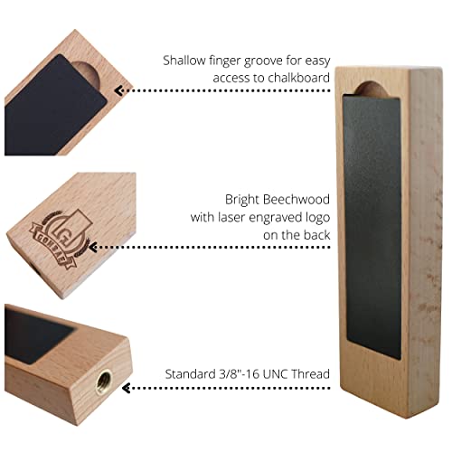 Beer Tap Handle with Removable Chalkboard - Mini 5.5 Inch Beech Wooden Tap Handle with a Convenient Removable Magnetic Chalkboard for Kegerators, Bar Taps, Homebrewers, and Draft Beer, by Gonbae