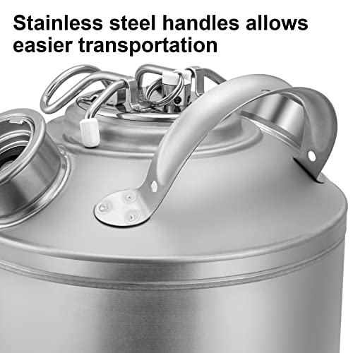 2.5 Gallon Cleaning Keg, Dual Head-Sankey D Ports, Wash Out Keg with Rubber Base for Beer Lines Cleaning - size: 2.5 Gallon