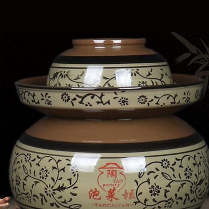 Large Ceramic Pickle Jar with Lids, Traditional Chinese Porcelain Pickle Jar,Ceramic Fermentation Crock with Water Seal Airlock Lid,Sauerkraut Crock for Pickling 2.5kg (6.5kg - size: 6.5kg