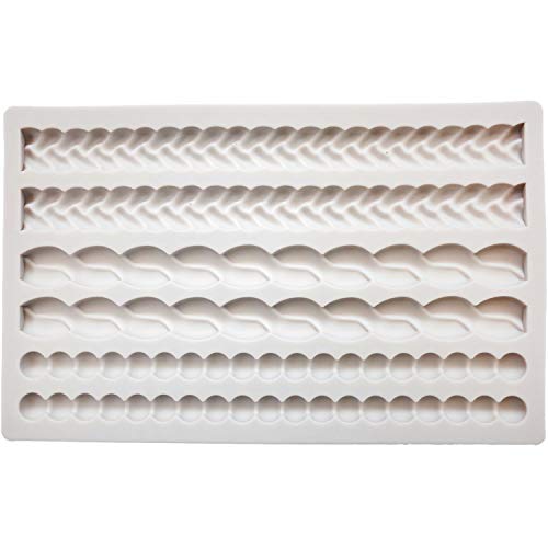 ScivoKaval Silicone Pie Crust Mold Impression Mat Knit Rope Pearl Border Lace Chain Molds Fondant Cake Decoration Mould Chocolate Cookie Sugar Craft Icing Gum Paste Pastry for Kitchen Baking Tools