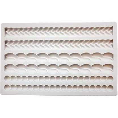 ScivoKaval Silicone Pie Crust Mold Impression Mat Knit Rope Pearl Border Lace Chain Molds Fondant Cake Decoration Mould Chocolate Cookie Sugar Craft Icing Gum Paste Pastry for Kitchen Baking Tools