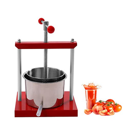 Durable 3L/6L Stainless Steel Cheese Tincture Herb Fruit Wine Manual Press for Making Wine or Juice from Honey (6L) - size: 6L